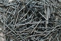 Background of silver steel building nails