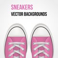 Background of simple pink sneakers. Realistic