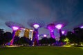 background of Singapore city skyline at sunset and view of skyscrapers on Marina Bay, aerial view, Singapore business bay Royalty Free Stock Photo