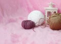 Background with skein and clew of thread Royalty Free Stock Photo