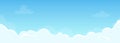 Background with sky and beautiful clouds. Illustration for flyer, banner in horizontal orientation. Good weather, clear sky. Royalty Free Stock Photo