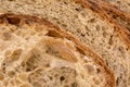Slices of rye wheat bread, bread crust, close up Royalty Free Stock Photo
