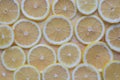 Background of slices of yellow lemons thinly sliced