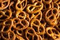 Background of the small German pretzels with salt crystals