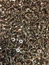 Background of small gold screws