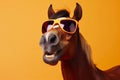 smile horse background funny fun sunglasses goggles ai animal colourful portrait. Generative AI.