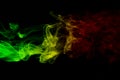 background smoke curves and wave reggae colors green, yellow, red colored in flag of reggae music Royalty Free Stock Photo