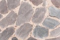 Background of gray stone surface texture. Old road made of natural stone. Top view, horizontal