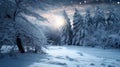 christmas winter year holiday fir tree background beautiful sky white snow new. Generative AI. Royalty Free Stock Photo