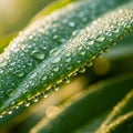 The background is softly blurred, emphasizing the focus on the leaf and droplets Royalty Free Stock Photo