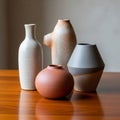 The background is softly blurred, emphasizing the focus on the vases Royalty Free Stock Photo
