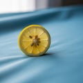 Background is softly blurred, emphasizing the lemon slice in the Royalty Free Stock Photo