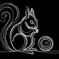 On a background of solid black, there is a depiction of a squirrel standing upright on its hind legs. Royalty Free Stock Photo