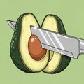 The background is a solid light green complementing the avocado s natural color Royalty Free Stock Photo