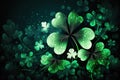 A background with sparkling clover shamrocks, perfect for festivities. Ai