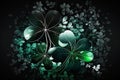 A background with sparkling clover shamrocks, perfect for festivities. Ai