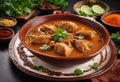 background spices nihari pakistani food isolated indian chicken served sh view top