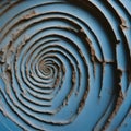 background _A spiral textured blue wall that shows signs of decay and erosion. The wall has a lot of imperfections