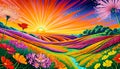 Background spiritual color light nature valley meadow stream flower bloom display