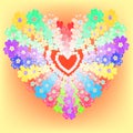 Background spring primroses primula flowers heart glows. vector