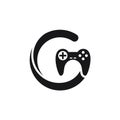 Initials Letter G with Joystick Logo Design, Vector Game Icon