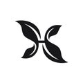 Initials H Beauty Flying Butterfly Woman logo design inspiration