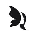 Butterfly Beautiful Woman`s Face, Symbols of Beauty and Care, Logo Design Inspiration Royalty Free Stock Photo