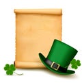 Background with St. Patricks Day hat with clover. Royalty Free Stock Photo