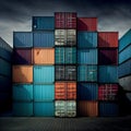 Background of Stack of Containers at a Port