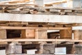 Background of a stack of old wooden pallets Royalty Free Stock Photo