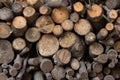 Background of stacked logs, timber industry Royalty Free Stock Photo