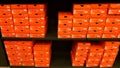 Background of stacked Nike shoes boxes