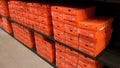 Background of stacked Nike shoes boxes