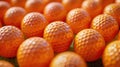 Background of Stacked Orange Golf Balls. Sport. Full Frame. Royalty Free Stock Photo