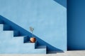 The background of the stairs has an abstract flower pot Royalty Free Stock Photo