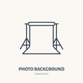 Background stand flat line icon. Photography equipment sign. Thin linear logo for photo studio. Photoshoot for documents