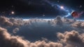 background with stars A space sky with stars, lights, and a deep space gems cloud. Royalty Free Stock Photo