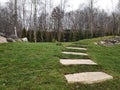 Nature landscape of rocky steps on the grass