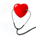 Background with stethoscope against a heart.