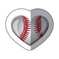 background sticker of heart with texture of baseball ball