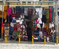 Background of store front fabrics. Ethnic market Royalty Free Stock Photo