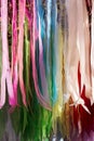 Strips of silk fabric of various colors Royalty Free Stock Photo