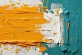 Background with strokes of oil paint in yellow, blue and white, abstract painting Royalty Free Stock Photo