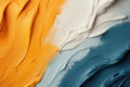 Background with strokes of oil paint in yellow, blue and white, abstract painting Royalty Free Stock Photo