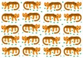 Background from stylized orange tigers among the grass. The year of the tiger according to the eastern horoscope is 2022.