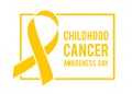 Background with stylized yellow ribbon. World childhood cancer awareness symbol, vector illustration. Royalty Free Stock Photo