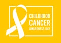 Background with stylized yellow ribbon. World childhood cancer awareness symbol, vector illustration. Royalty Free Stock Photo