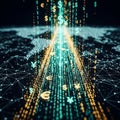 Background suggests a network or map, evoking themes of global finance and Royalty Free Stock Photo