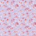 Background with summer beach girls. Seamless pattern with doodl Royalty Free Stock Photo