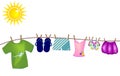 Background with summer clothes hanging by a thread Royalty Free Stock Photo